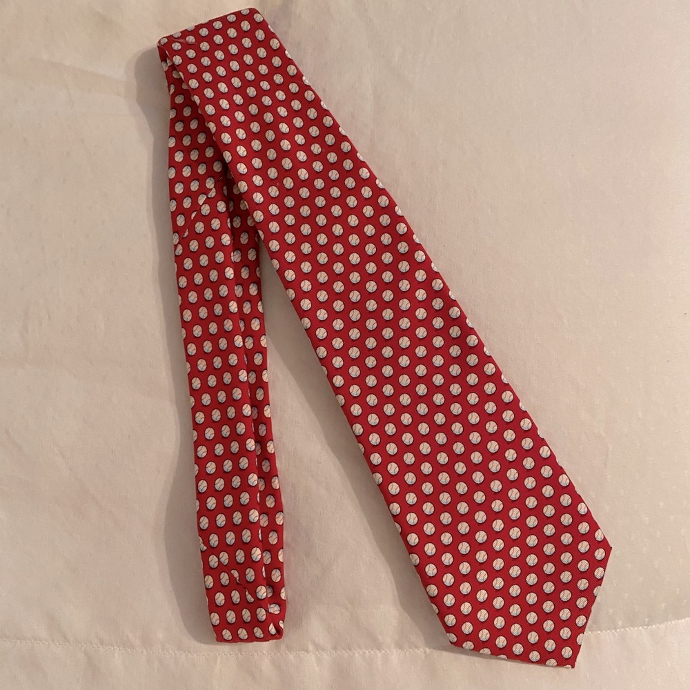 Vineyard Vines Young Mens / Teen Baseball Motif Silk Necktie